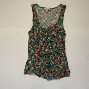 Floral ruffle sleeveless top
